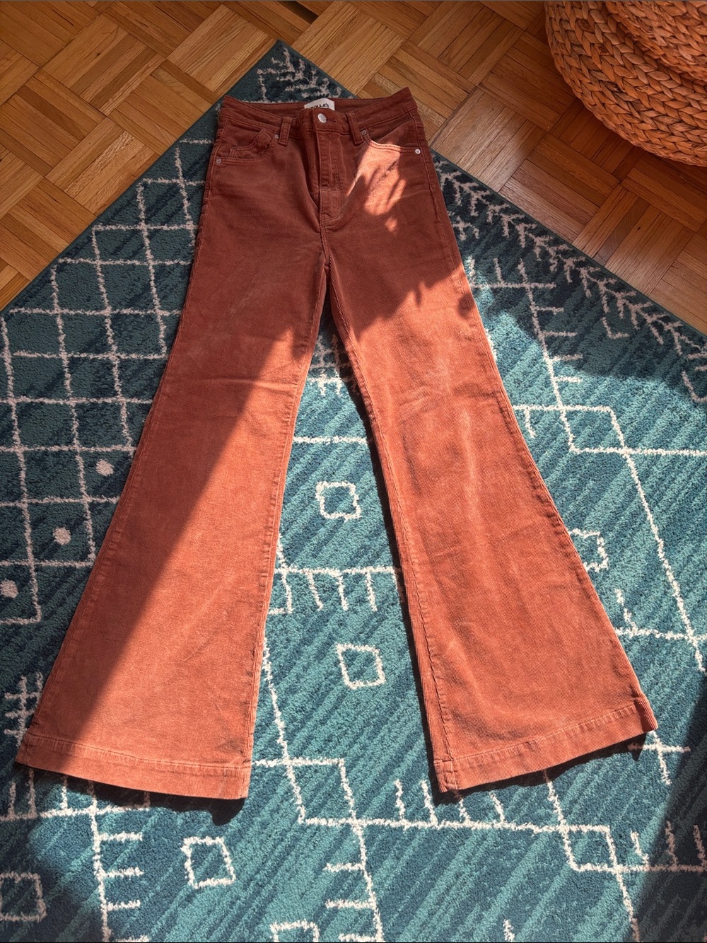 Rolla’s East Coast Flare Rust Corduroy Pants